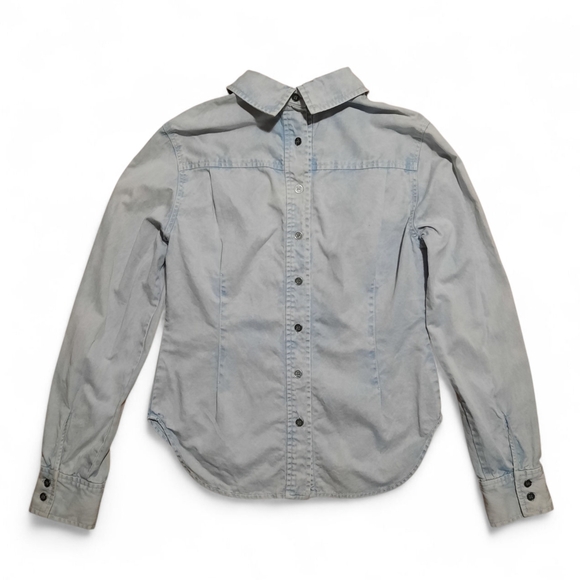 RACHEL COMEY Reversed Button Double Collar Button Down Top Blouse Chambray Blue - Picture 4 of 7